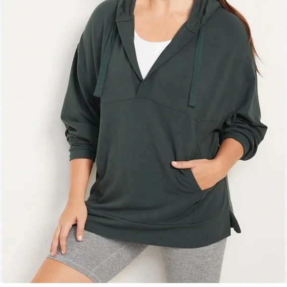 Old Navy Live-In Cozy-Knit Terry Tunic Hoodie, Sz L - Picture 1 of 6
